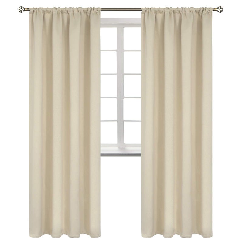 BGment Beige Room Darkening Curtains 84 Inches Length - Rod Pocket Thermal Insulated Blackout Curtain Drapes for Bedroom Living Room, 42 x 84 Inch, 2 Panels, Beige - Image 1